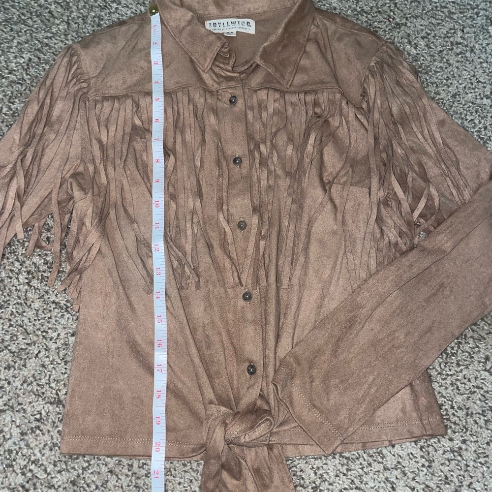 Idyllwind Tan Button-Up Shirt with Fringe - Picture 3 of 5